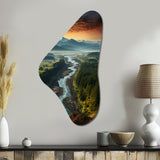 Oregon River Landscape III - Asymmetric Metal Wall Art