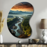 Oregon River Landscape III - Asymmetric Metal Wall Art