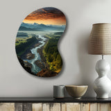 Oregon River Landscape III - Asymmetric Metal Wall Art