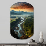 Oregon River Landscape III - Asymmetric Metal Wall Art