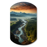 Oregon River Landscape III - Asymmetric Metal Wall Art