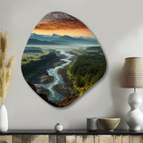 Oregon River Landscape III - Asymmetric Metal Wall Art