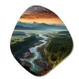 Oregon River Landscape III - Asymmetric Metal Wall Art