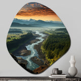 Oregon River Landscape III - Asymmetric Metal Wall Art