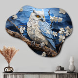 Blue Owl Nights Watch Pastoral - Asymmetric Metal Wall Art