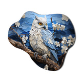 Blue Owl Nights Watch Pastoral - Asymmetric Metal Wall Art