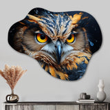 Yellow Owl Mesmerizing State III - Asymmetric Metal Wall Art