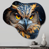 Yellow Owl Mesmerizing State III - Asymmetric Metal Wall Art