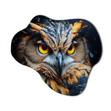 Yellow Owl Mesmerizing State III - Asymmetric Metal Wall Art