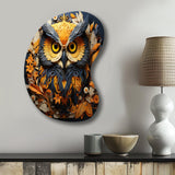 Yellow Owl Wise Owl Papercut - Asymmetric Metal Wall Art