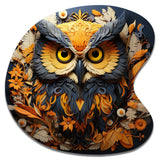 Yellow Owl Wise Owl Papercut - Asymmetric Metal Wall Art