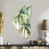 Green Minimalims Palm Trees I - Asymmetric Metal Wall Art