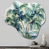 Green Minimalims Palm Trees VII - Asymmetric Metal Wall Art