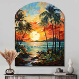 Orange Palm Trees Mosaic III - Asymmetric Metal Wall Art