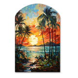 Orange Palm Trees Mosaic III - Asymmetric Metal Wall Art