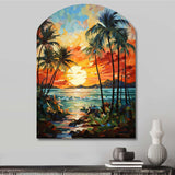 Orange Palm Trees Mosaic III - Asymmetric Metal Wall Art