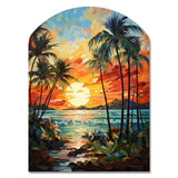 Orange Palm Trees Mosaic III - Asymmetric Metal Wall Art