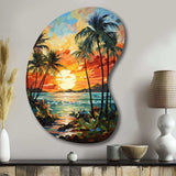 Orange Palm Trees Mosaic III - Asymmetric Metal Wall Art