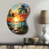 Orange Palm Trees Mosaic III - Asymmetric Metal Wall Art