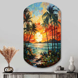 Orange Palm Trees Mosaic III - Asymmetric Metal Wall Art