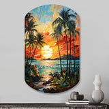 Orange Palm Trees Mosaic III - Asymmetric Metal Wall Art