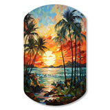 Orange Palm Trees Mosaic III - Asymmetric Metal Wall Art