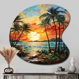 Orange Palm Trees Mosaic III - Asymmetric Metal Wall Art