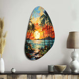 Orange Palm Trees Mosaic III - Asymmetric Metal Wall Art