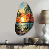 Orange Palm Trees Mosaic III - Asymmetric Metal Wall Art