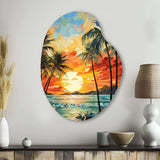 Orange Palm Trees Mosaic III - Asymmetric Metal Wall Art