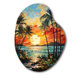 Orange Palm Trees Mosaic III - Asymmetric Metal Wall Art