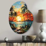 Orange Palm Trees Mosaic III - Asymmetric Metal Wall Art