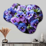 Purple Pansies Field Vibrant - Asymmetric Metal Wall Art