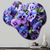 Purple Pansies Field Vibrant - Asymmetric Metal Wall Art