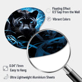 Black Blue Panther Hidden Observer Infrared - Asymmetric Metal Wall Art