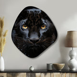 Black White Panther Portrait Vibrant - Asymmetric Metal Wall Art