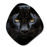 Black White Panther Portrait Vibrant - Asymmetric Metal Wall Art