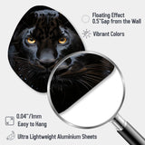 Black White Panther Portrait Vibrant - Asymmetric Metal Wall Art