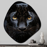 Black White Panther Portrait Vibrant - Asymmetric Metal Wall Art