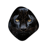 Black White Panther Portrait Vibrant - Asymmetric Metal Wall Art