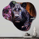 Purple Panther Romantic Twilight Watercolor - Asymmetric Metal Wall Art