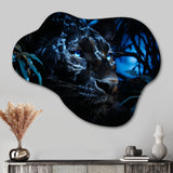 Black Panther Under The Moonlight - Asymmetric Metal Wall Art