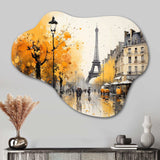 Yellow And Grey Parisian Street Art - Asymmetric Metal Wall Art