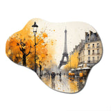 Yellow And Grey Parisian Street Art - Asymmetric Metal Wall Art