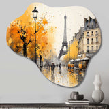 Yellow And Grey Parisian Street Art - Asymmetric Metal Wall Art