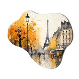 Yellow And Grey Parisian Street Art - Asymmetric Metal Wall Art