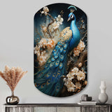 Peacock Encaustic Portrait I - Asymmetric Metal Wall Art