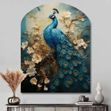 Peacock Encaustic Portrait II - Asymmetric Metal Wall Art