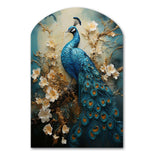 Peacock Encaustic Portrait II - Asymmetric Metal Wall Art