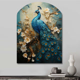 Peacock Encaustic Portrait II - Asymmetric Metal Wall Art